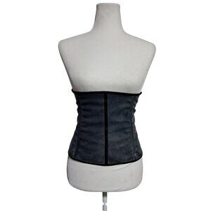 Black Latex Waist Training Corse Hook Closure  Women 28 W Goth